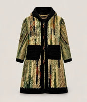Green Camo Stripe Hooded Crochet Cardigan