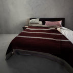 Custom blanket example: burgundy and cream stripe knit