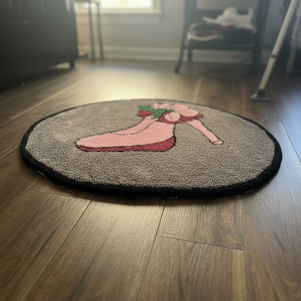 Custom rug example: retro pin-up round tufted rug