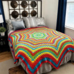 Rainbow Star Crochet Blanket – styled bedroom
